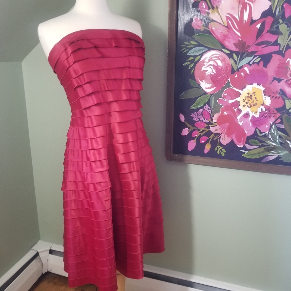 Coldwater Creek red tiered strapless dress Size 12